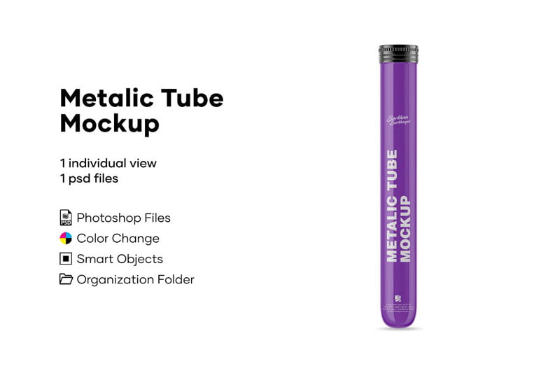 Glossy Metallic Cigar Tube Mockup 4963488