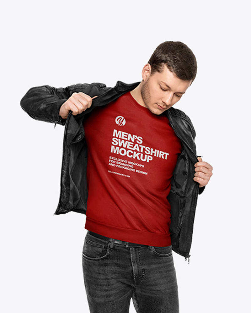Man in a Sweatshirt and a Jacket Mockup 5845