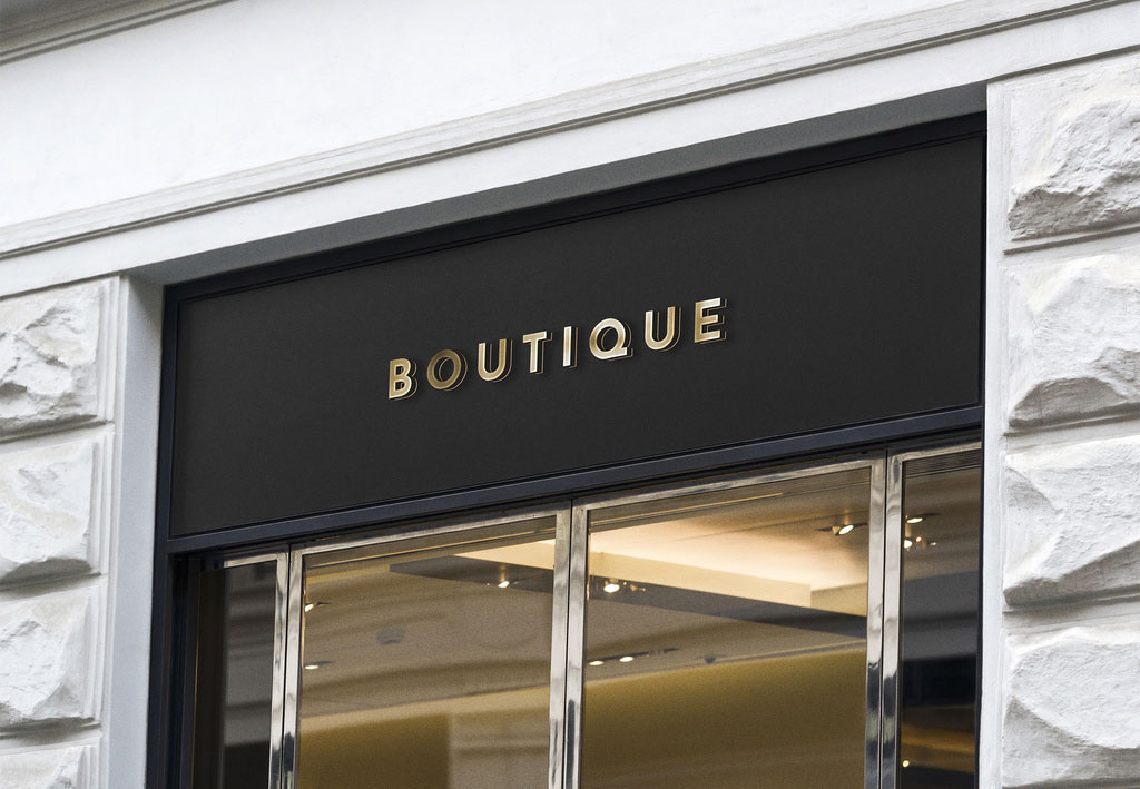 Wall Mounted Sign on Business Entrance Mockup 344298548