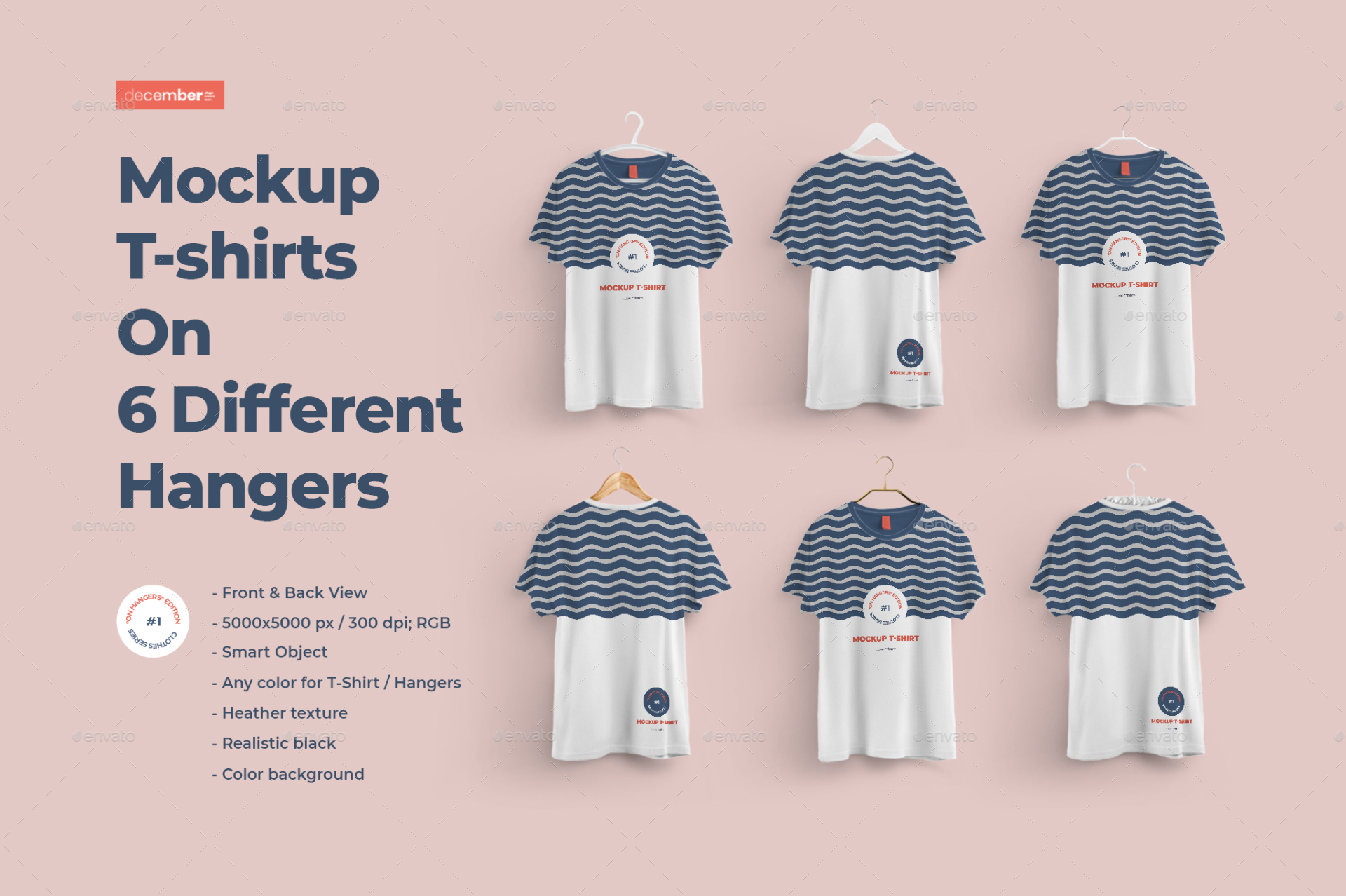 Front and Back T-shirts Mockups With 6 Different Hangers 27562918