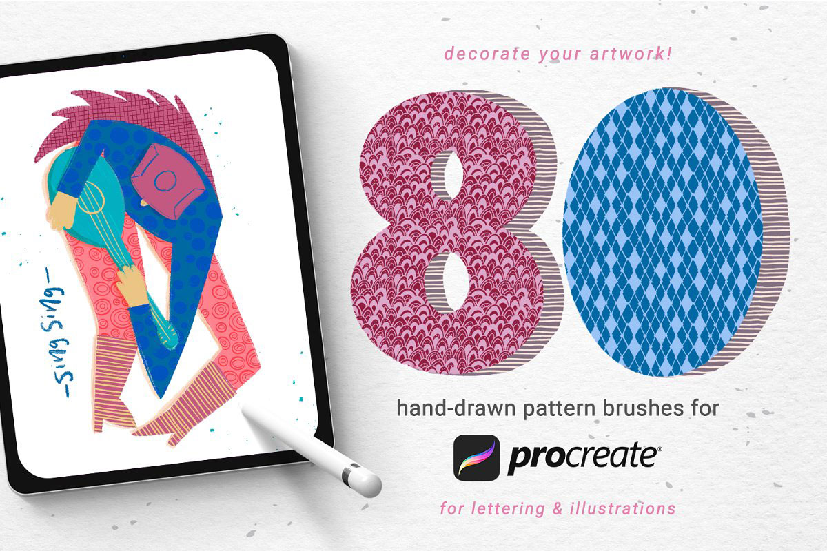 80 hand-drawn patterns for Procreate 5091208