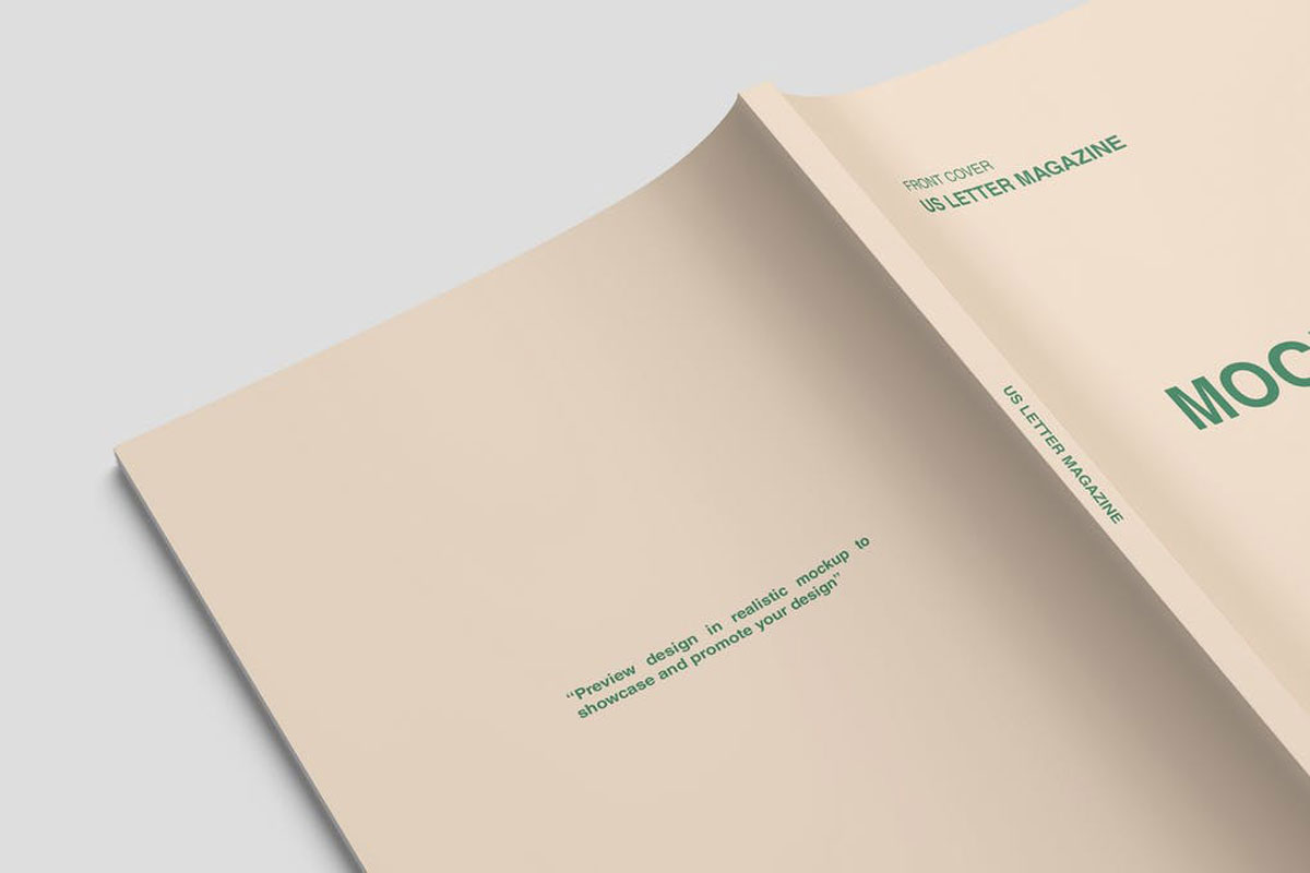Close up US Letter Magazine Cover Mockup
