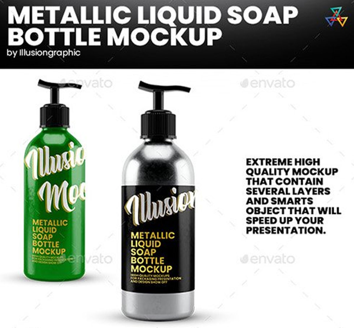 Metallic Liquid Soap Bottle Mockup 26550975