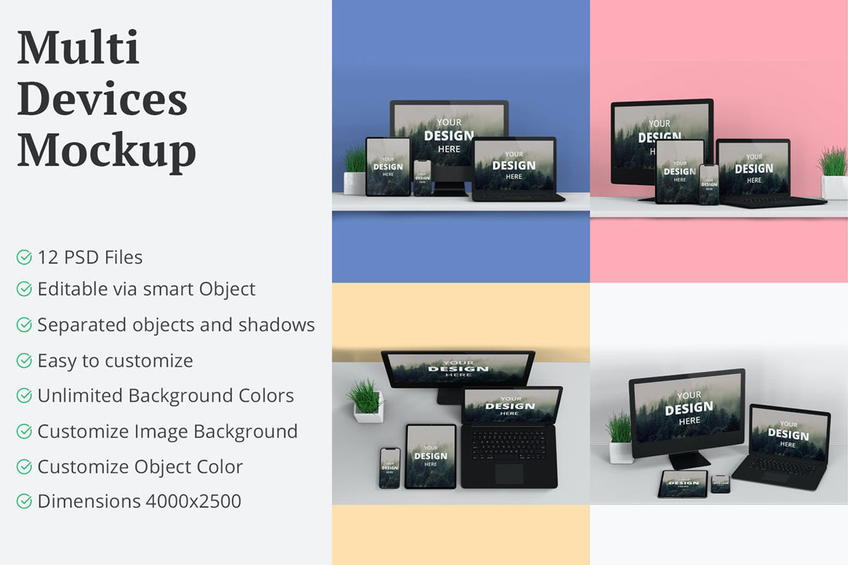 Multi Devices Mockup 12 PSD Files