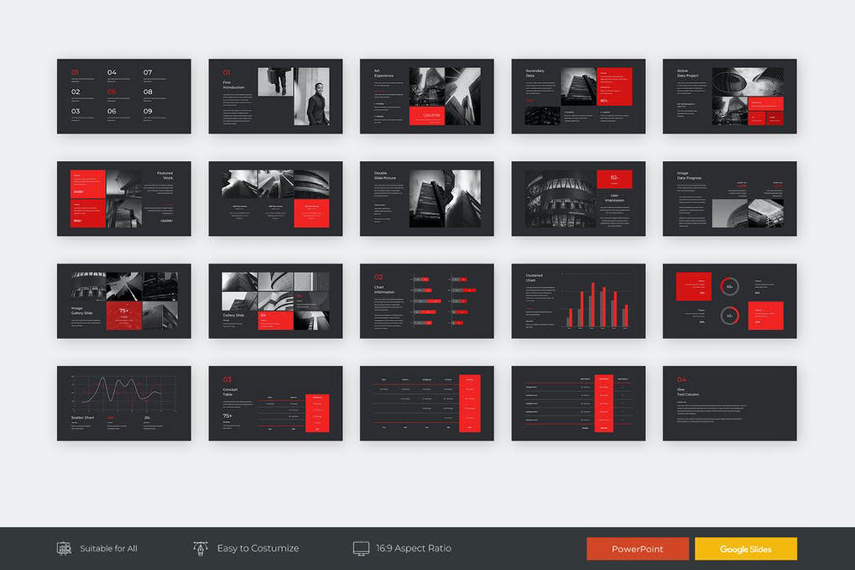 RED RISE PowerPoint Template T5P3EBC