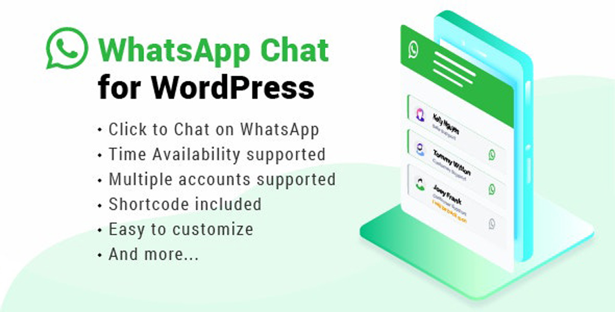 WhatsApp Chat for WordPress plugin allows you to integrate your WhatsApp experience directly into your website. This is one of the best way to connect and interact with your customers, you can offer support directly as well as build trust and increase customer loyalty.