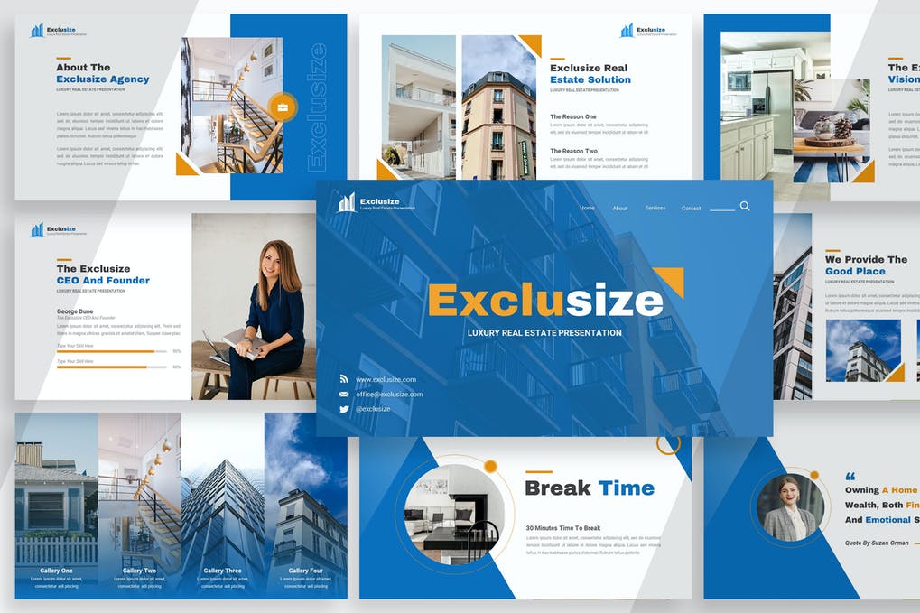 Exclusize - Real Estate Powerpoint, Keynote and Google Slides Template