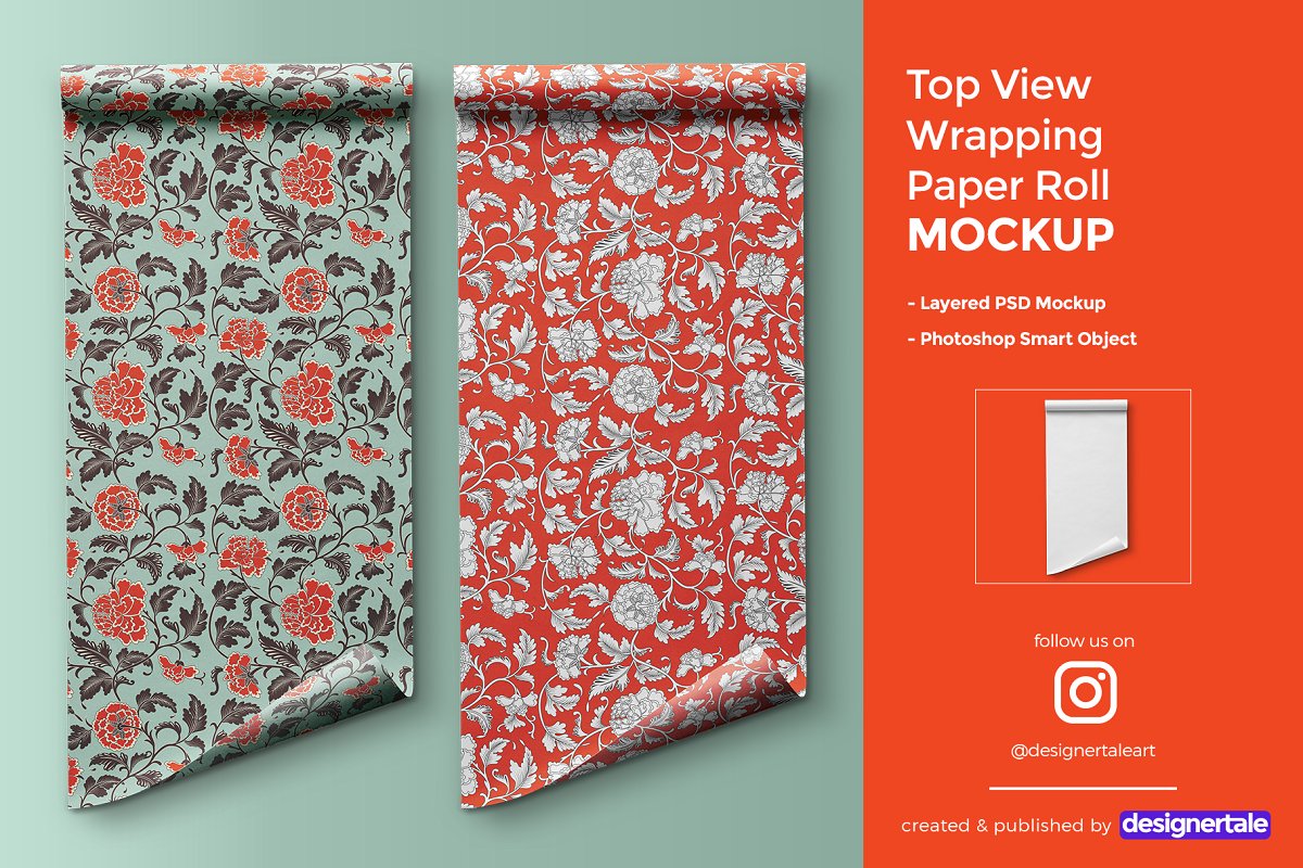 Top View Wrapping Paper Roll Mockup 4476026