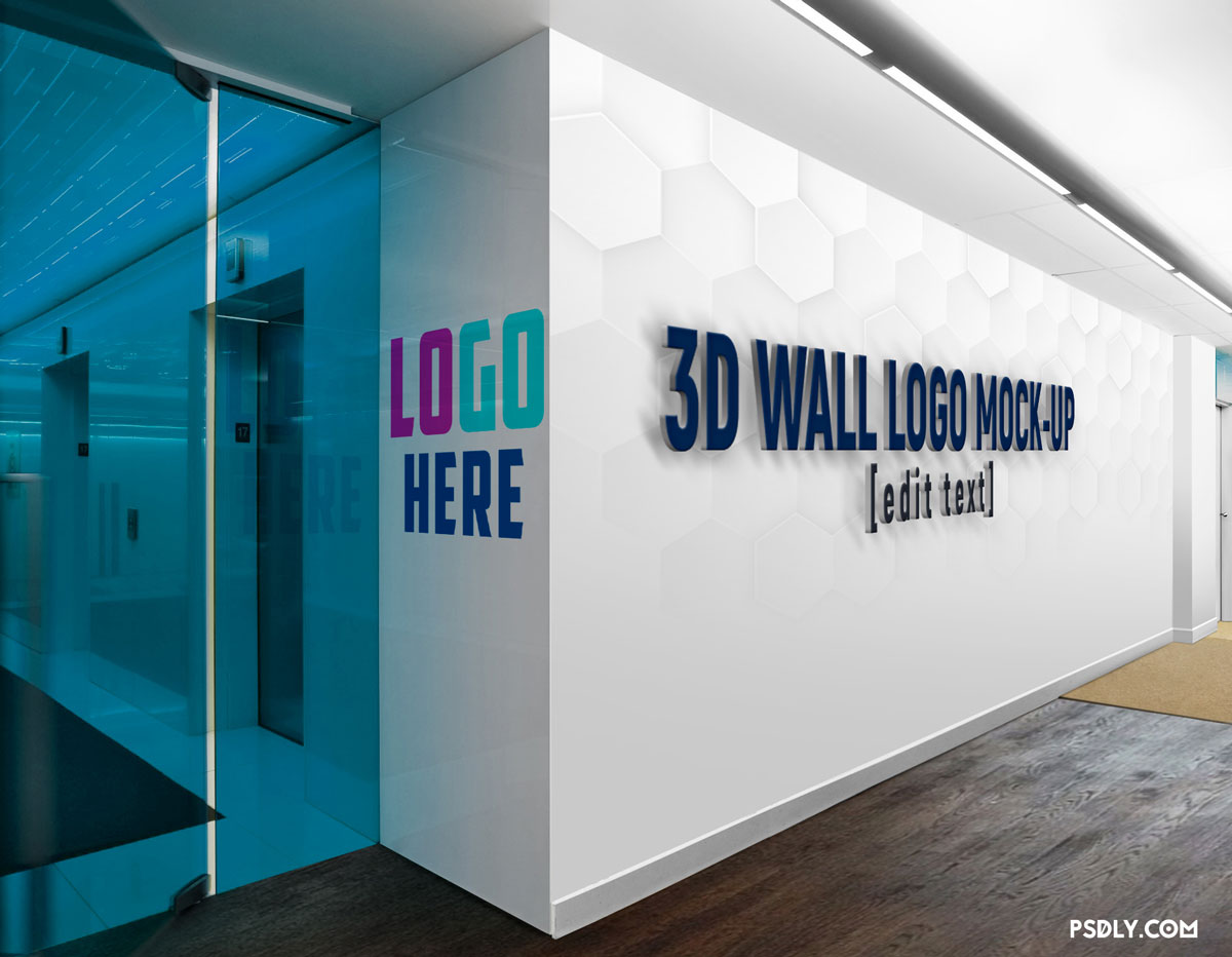 3D Wall Logo And Slogan Mockup