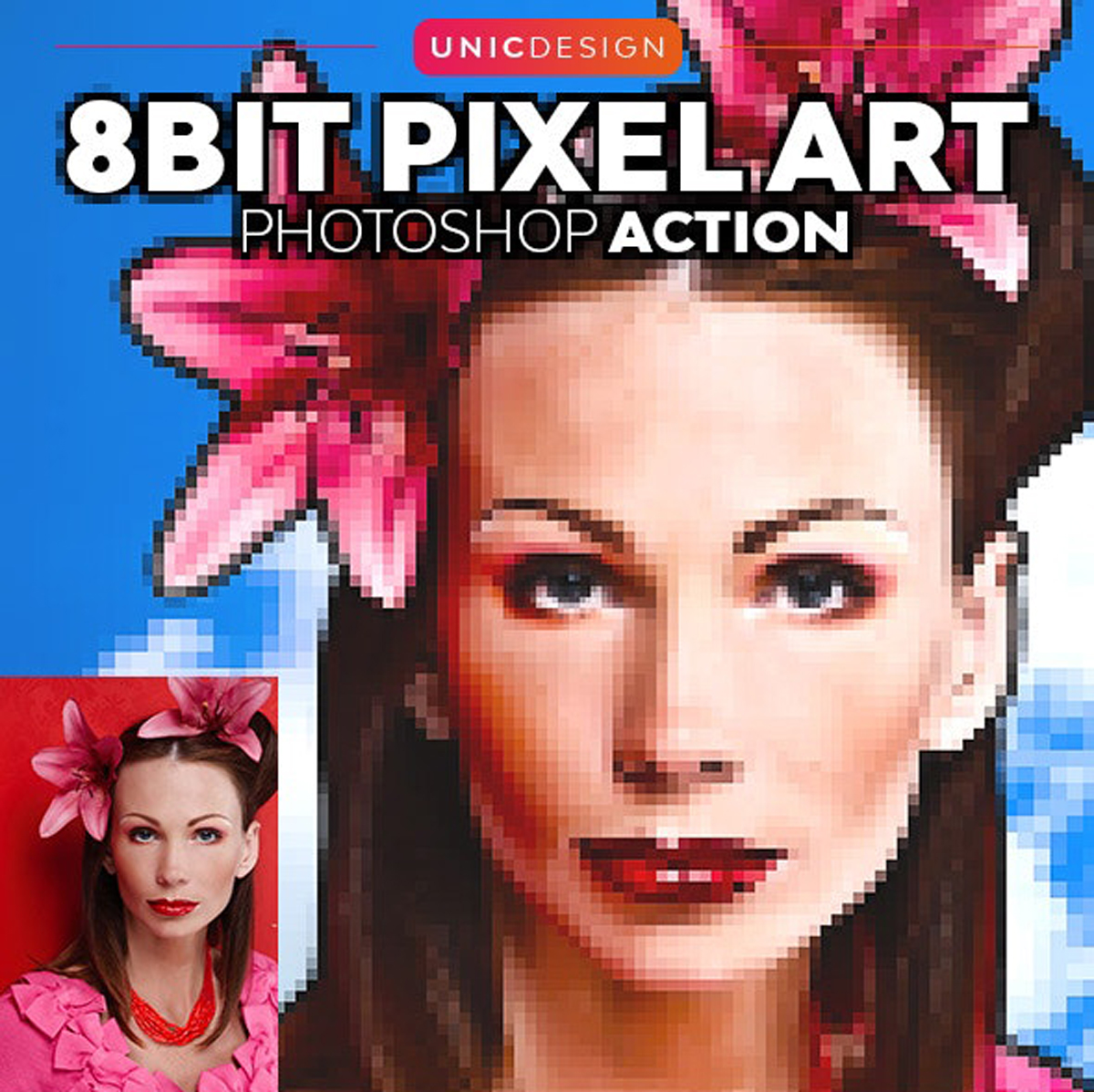 8 Bit Pixel Art Photoshop Action 27617633