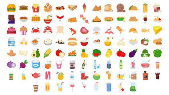 Videohive 100 Food & Drinks Icons 28181411