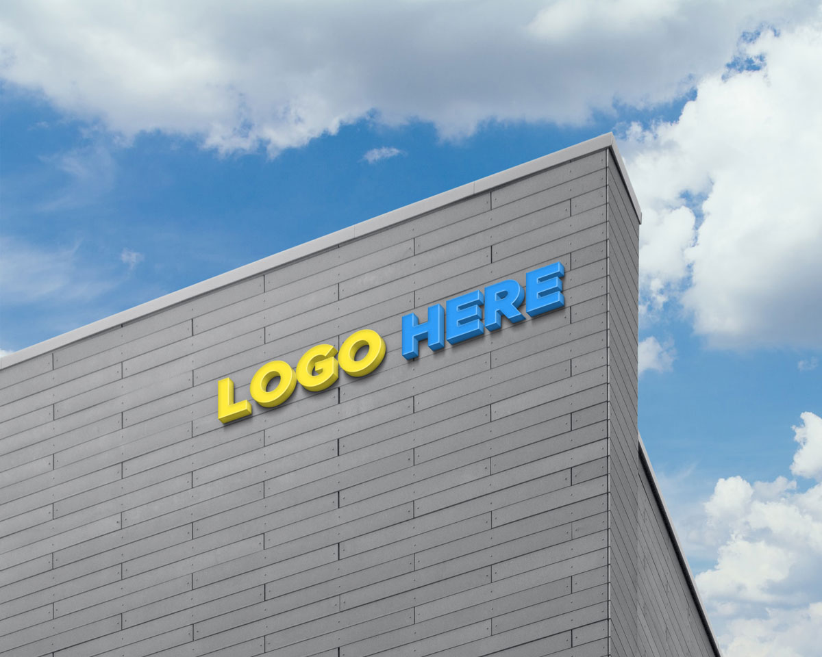 3D Sign On Building Facade Wall Logo Mock-Up