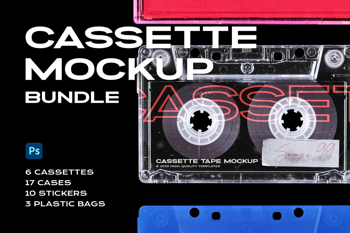 CreativeMarket – Cassette Tape Mockup Bundle Plastic 5312256