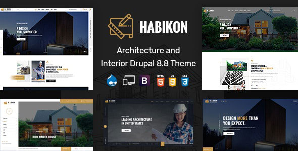 ThemeForest Habikon v1.0 Architecture & Interior Drupal 8.8 Theme 26140493