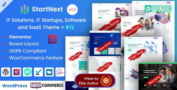 ThemeForest StartNext v4.2 Elementor IT & Business Startups WP Theme 23715707