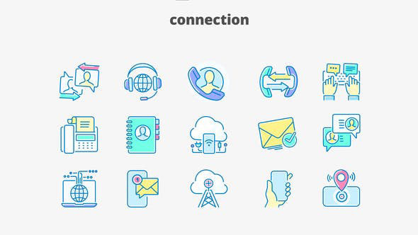 Videohive Connection Filled Outline Animated Icons 28333377