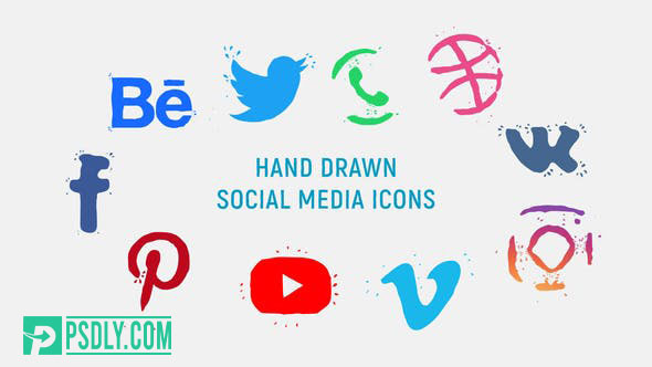 Videohive Hand Drawn Social Media Icons 23272911