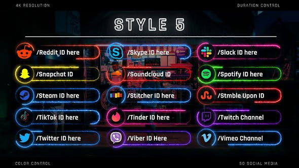 Videohive Neon Social Media Lower Thirds 28410832