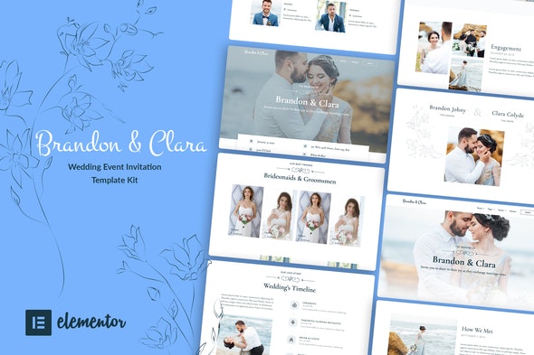 ThemeForest Brandon & Clara v1.0 Wedding Event Invitation Elementor Template Kit 28382661
