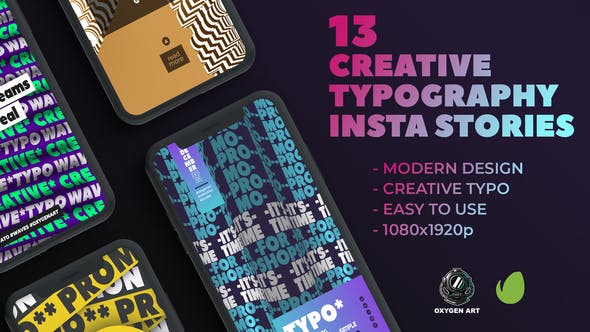Videohive 13 Creative Typography Instagram Stories 26435125