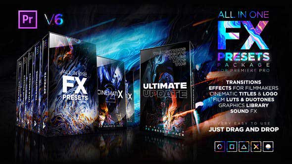 Videohive Presets Pack for Premiere Pro: Transitions Titles Effects VHS LUTS Logo 24028073