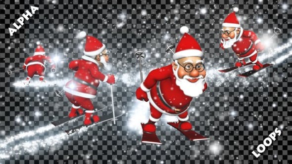 Videohive 3D Santa Skier Transitions Alpha Pack 22986968