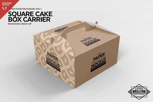 Square Cake Carrier Packaging Mockup 987200