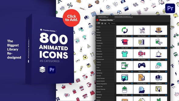 Videohive - PremiumBuilder Animated Icons | Premiere Pro Extension - 29634161