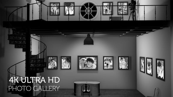 Videohive Black and White Photo Gallery in an Industrial style Loft at Night 29724011