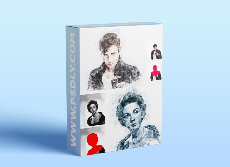 CreativeMarket Artistic Pencil Sketch PS Action 5442874