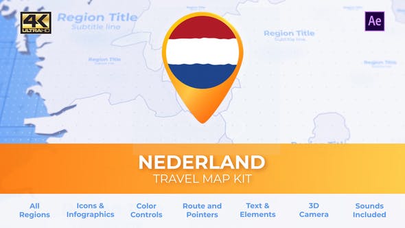 Videohive Netherlands Map Kit - Nederland Travel Map 29912612