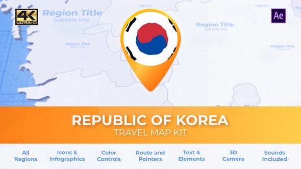 Videohive South Korea Map - Republic of Korea Travel Map 29939531