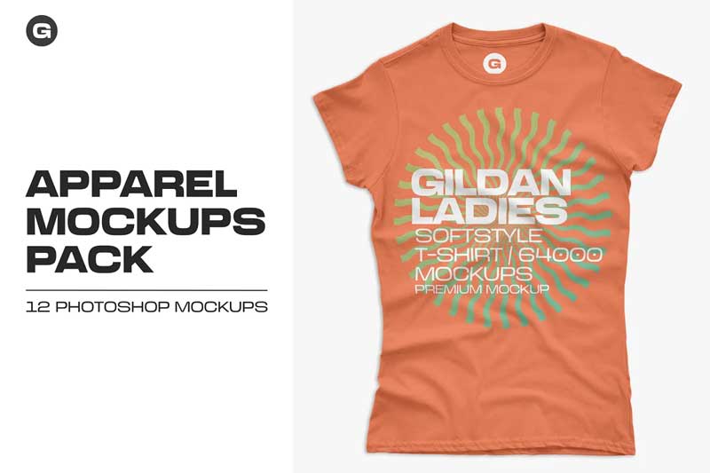 CreativeMarket Gildan Ladies 64000 T-Shirt Mockups 5422912