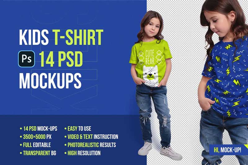 CreativeMarket Kids T-Shirt Mockups 5336558