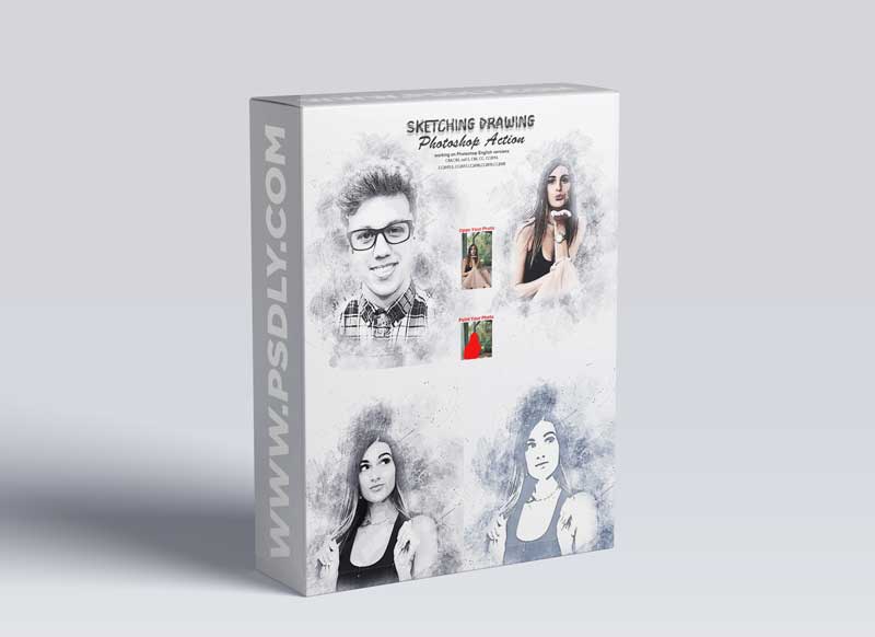 CreativeMarket - Sketching Drawing Photoshop Action 5737073