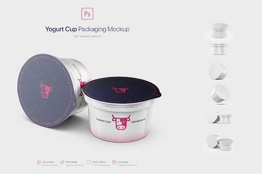 CreativeMarket - Yogurt Cup Packaging Mockup 5779934