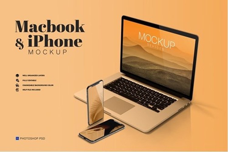 Macbook & iPhone Mockup Free Download