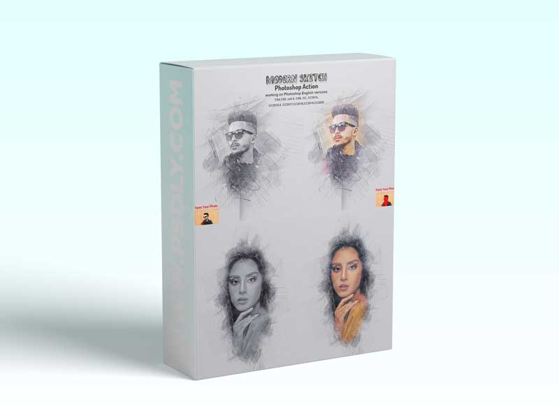 CreativeMarket - Modern Sketch Photoshop Action 5873477