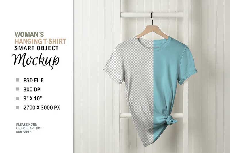 Mockup T-Shirt on White Wall Hanger