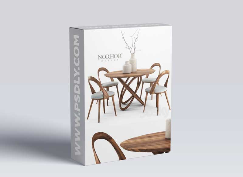 NORHOR Bergen round table and Walnut chair