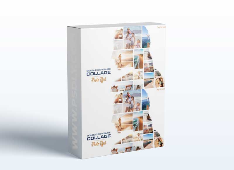 Photo collage double exposure effect mockupv