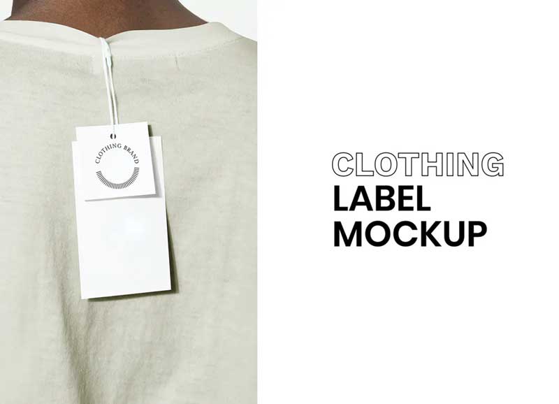 Plain Clothing Price Tag Mockup on T-shirt