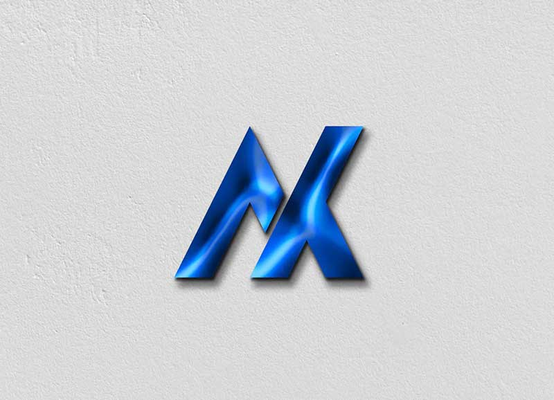 Shiny blue logo mockup