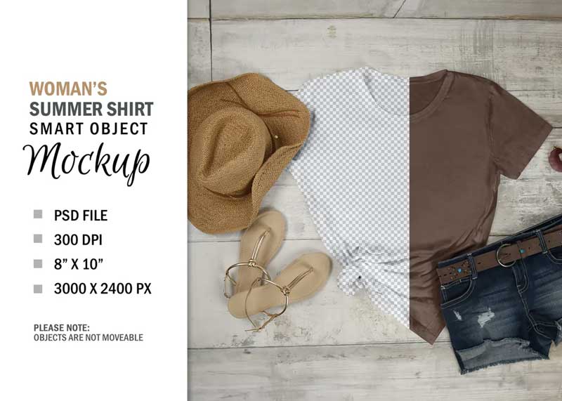 Summer Smart Layer T-Shirt Mockup Flatlay Display