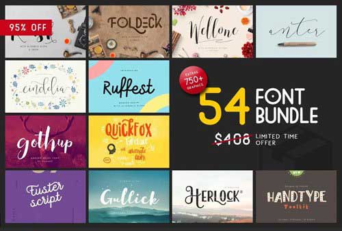 54 Font & 750+ Graphic Bundle