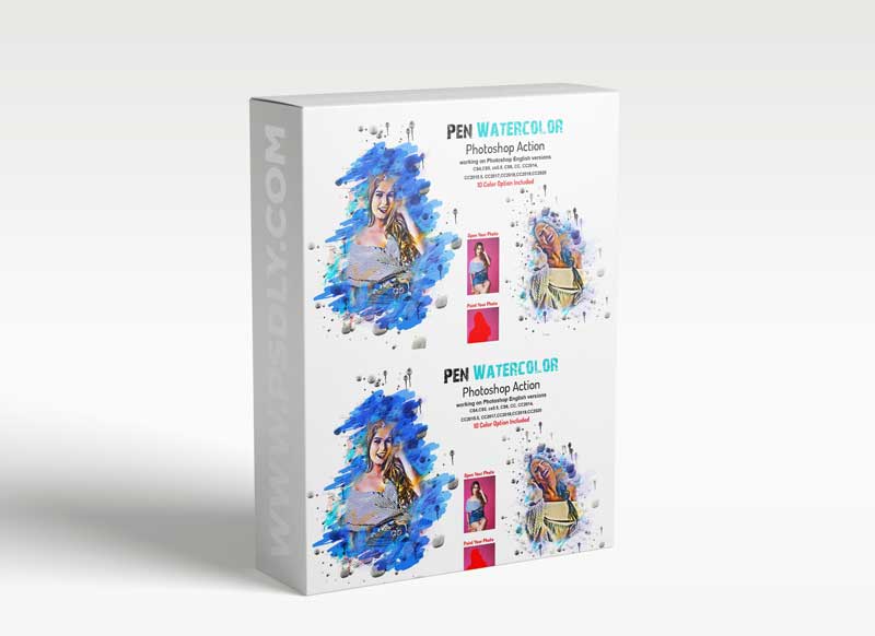 CreativeMarket - Pen Watercolor Photoshop Action 5877779