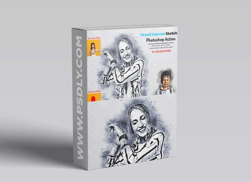 CreativeMarket - Pencil Canvas Sketch PS Action 5911710