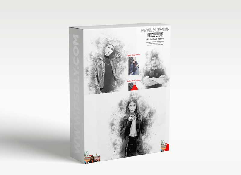 CreativeMarket - Pencil Drawing Sketch PS Action 5881618