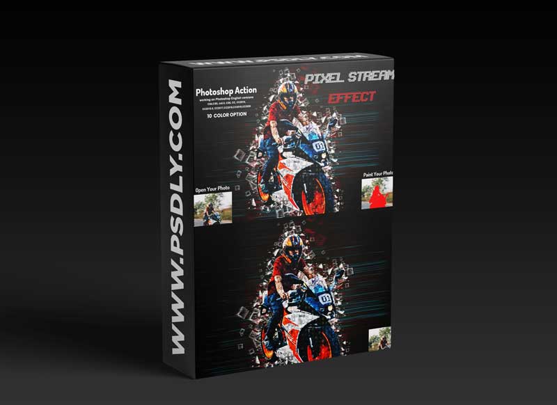 CreativeMarket - Pixel Stream Effect Photoshop Action 5950260
