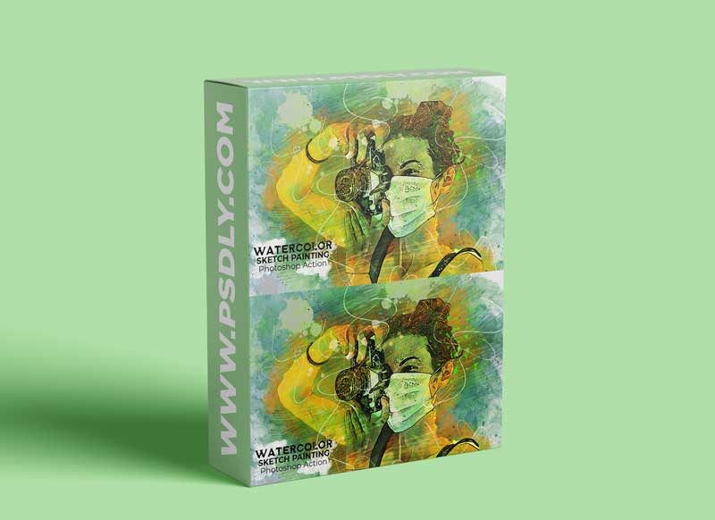 CreativeMarket - Watercolor Sketch Painting Ps Action 5157273